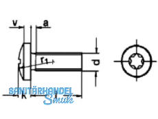 Linsenschraube A2 DIN 7985 M 5 x 16  Torx 25