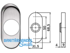 Drckerrosette PR 6621 FH oval Alu F1 mit Hochhaltefeder  DM 24,5 mm