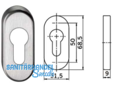 Schlsselrosette PR 6679 FH oval Alu F1 PZ