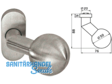 Kugelknopf PR 3548 VO Niro gekrpft fix auf ovaler Rosette 8/9 mm