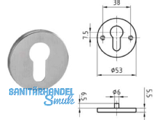 Schlsselrosette 5324C.3 PZ flach 5,5 mm Edelstahl 401705