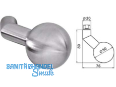 Kugelknopf PR 8548 V Niro  gekrpft drehbar ohne Rosette 8,0 mm