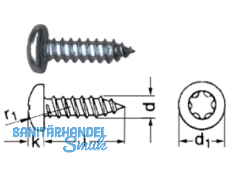 Blechschraube Linsenkopf A2 Torx 25 DIN 7981 4,8 x 50