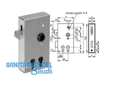 Schlosskasten 140SD-40ZW Hakenfalle Dorn 30/60 mm Stulp 40 mm Nuss 8,0 mm