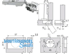 Standardscharnier ClipTop BLUMOTION 110 Einpress Eckanschlag  71B3580  8884933