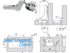 Standardscharnier ClipTop BLUMOTION 110 Einpress Innenanschlag  71B3780  8913323