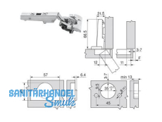 Standardscharnier ClipTop BLUMOTION 110 Inserta Eckanschlag  71B3590   8885303