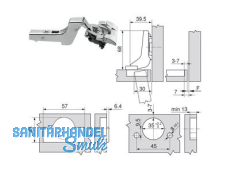 Standardscharnier ClipTop BLUMOTION 110 Inserta Innenanschlag  71B3790 8913703