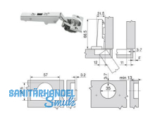 Standardscharnier ClipTop BLUMOTION 110 Schraub Eckanschlag  71B3550   8884623