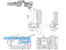 Standardscharnier Clip Top 110 Einpress Mittelanschlag 71T3680  9001023