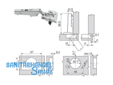 Standardscharnier Clip Top 110 Inserta Eckanschlag  71T3590  9001403