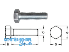 Sechskantschraube verzinkt DIN 933/ 8.8 M 12 x 150