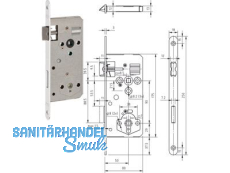 Einstemmschloss ZECTO.WC Dorn 50 mm Rundstulp 250 x 18 x 3mm Kunststofffalle