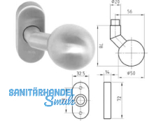 Rohrrahmentrknopf 5825E drehbar auf Rosette 5610C 8,0 mm Edelstahl 401467