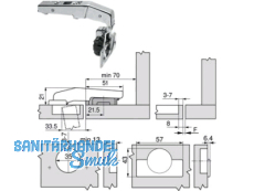 Stollenscharnier 95 79B9550 Clip Top BM Anschraub mit Feder  935.050.3