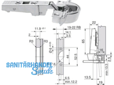 Alurahmenscharnier 95  mit Feder gekrpft 71B950A 935.081.3