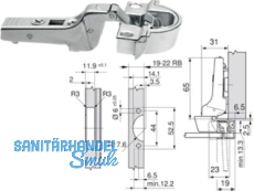 Alurahmenscharnier 95  mit Feder gekrpft 71B960A 935.098.3