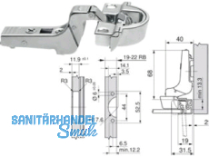 Alurahmenscharnier 95  mit Feder gekrpft 71B970A 935.104.3