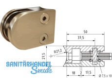 Glashalter Edelstahl finish 50x40 mm fr Rohr 42,4 mm   ohne Gummieinlage