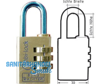 Vorhangschloss Burg Combi Lock 80 30 M mit 3 Rollen 02471 3