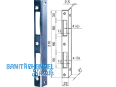 Sicherheitsschliessblech HBS eckig 210 x 22 mm mit Bombierung blau verzinkt