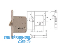 Bogenriegelschloss WC D 162-55 mm 20x150x3 mm rund m. Schlieblech Nirosta