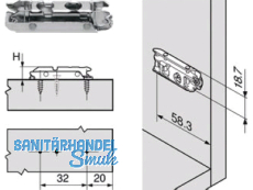 Clip Montageplatte 0 mm Spax gerade 175H3100