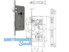 Einstemmschloss Zecto WC Dorn 50 mm Rundstulp verzinkt 250/18 m. Metallfalle