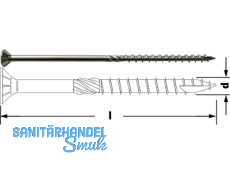 Holzbauschraube mit Schabenut Torx T30 Senkkopf blau verzinkt, TG 6.0 x 220