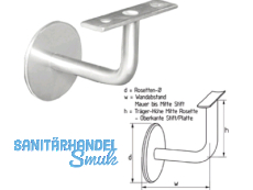 Handlauftrger Trger und Rosette verschweisst Platte flach Edelstahl