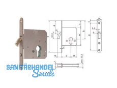 Bogenriegelschloss PZ D 162-55 mm 20x150x3 mm rund m. Schlieblech Nirosta