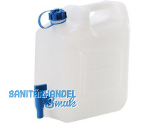 Wasserkanister ECO 12L mit Hahn,HD-PE natur,mit fest montiertem Ablasshahn