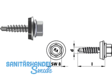 Bohrschraube RP-r-3H-5.5x25-E16 Bimetall/A2 spezialbeschichtet