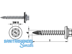 Bohrschraube RP-TD-P-6.0x40-E19 Holz-UK SPANLOS Bimetall/A2 spezialbeschichtet