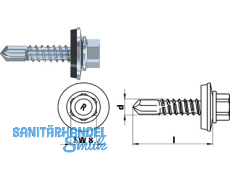 Bohrschraube Stahl verz. R-K-5.5x25-S16 mit Dichtscheibe S16