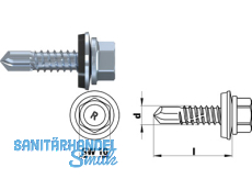 Bohrschraube Stahl verz. R-K-6.3x25-S16 mit Dichtscheibe S16