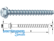 Multi Monti Schraubanker MMS-plus SS blau verzinkt Sechskant SW8 6,0 x  80 mm