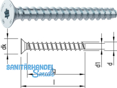 Multi Monti Schraubanker MMS-plus F blau verzinkt Senkkopf  HD-45 10,0x80mm