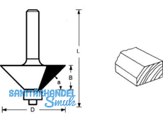 Kantenfrser HM 31,8mm    45 m. Kugellager,Sh 8mm,GL 53mm, NL 12,7mm