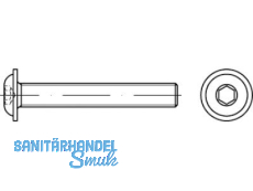 Linsenschraube mit Innensechskant und Flansch A2 ISO 7380-2 M8x30