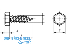 Blechschraube Sechskantkopf A2 DIN 7976 6,3 x 19