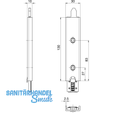 Anschlusseinheit zu Falzhebelgetriebe, Secury Automatic 130 mm, oben, universal