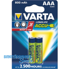 VARTA Batterie Longlife Akku HR03/AAA 1.2V 800 mAh (2 St)