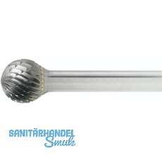 LUKAS HM-Frsstift Form D Kugel Kopf   4 mm Lnge 3 mm Zahnung 7 Schaft 3 mm