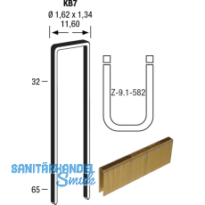 Klammern Type KB7 64 mm aus Stahldraht verzinkt und geharzt (8000 St)