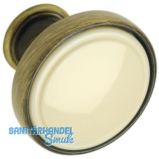 Knopf Anaheim 2  23 mm,Tiefe 24 mm, ZN/Kunststoff altmessing brniert/beige