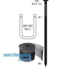 Nagelrollen C16 2,8 x 70 mm HBK blank geharzt Drahtgebunden 16 Grad
