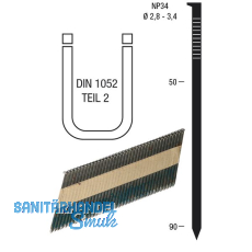 Nagelstreifen NP34 3,1 x 80 mm HBK blank geharzt Papiergebunden 34 Grad