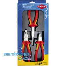 KNIPEX Zangen-Set VDE Elektro-Paket 3-tlg.Kombi-Flachrundzange, Seitenschneider