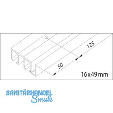 EKU CLIPO 16 H DoppeL - Laufschiene gelocht, Lnge 2500, Aluminium eloxiert